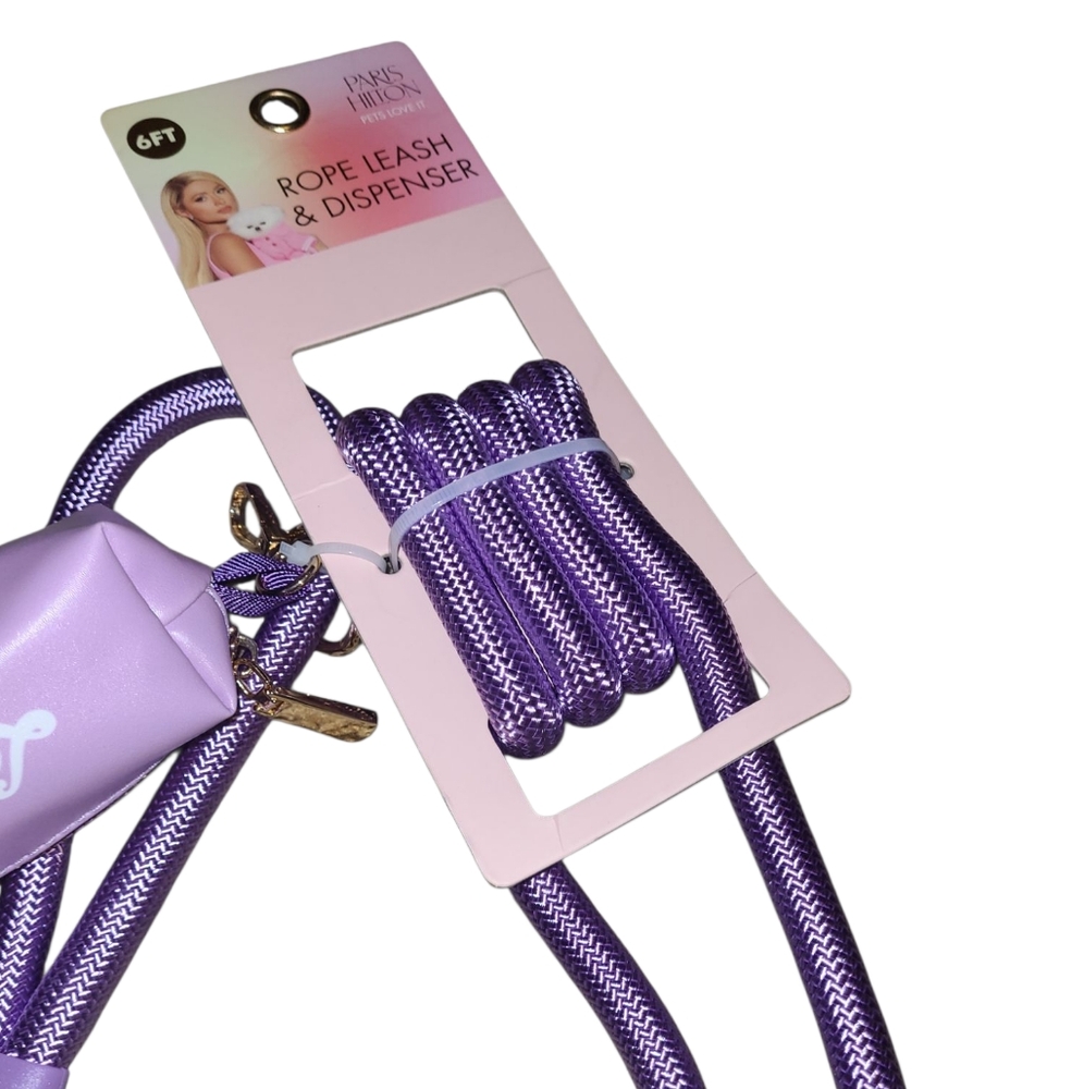 NWT Paris Hilton Lavender Dog Leash with Dispenser
